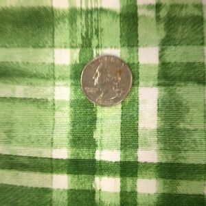 FABRIC Cotton Plain Weave Canvas "In The Garden" Watercolor Plaid Print In Green